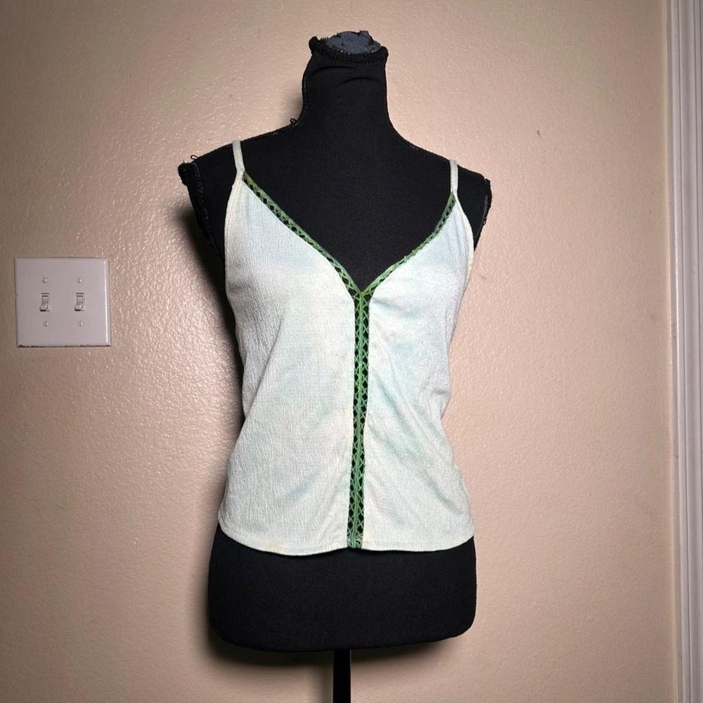 H&M Divided Y2K Light Green Lace Trim Cami Top Fairycore Boho Tank Small